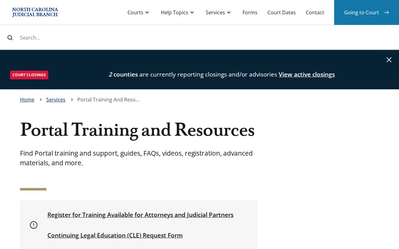 North Carolina eCourts guidance for Durham County arrest case records