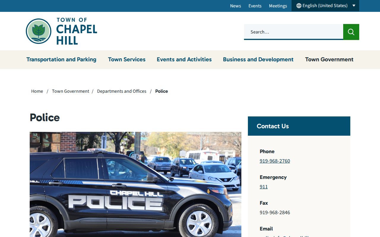 Official Chapel Hill Police Department information page